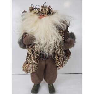 Woodland Rustic Santa Claus Figure Mountain Father Christmas Brown Decor